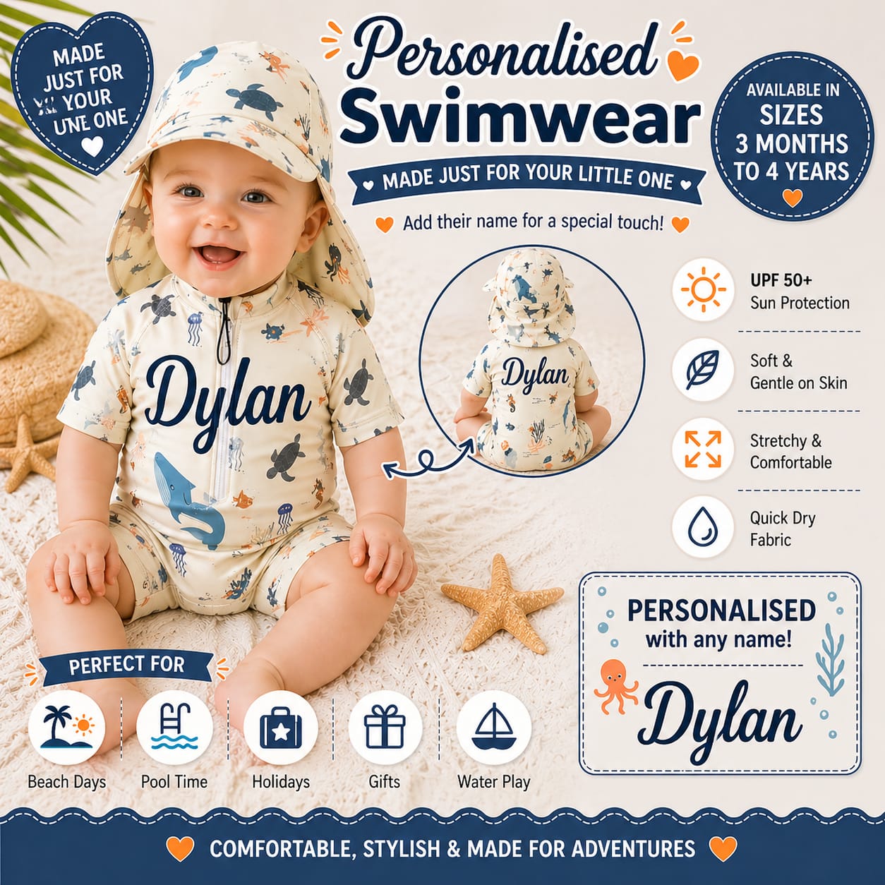 Personalised Baby Swimwear