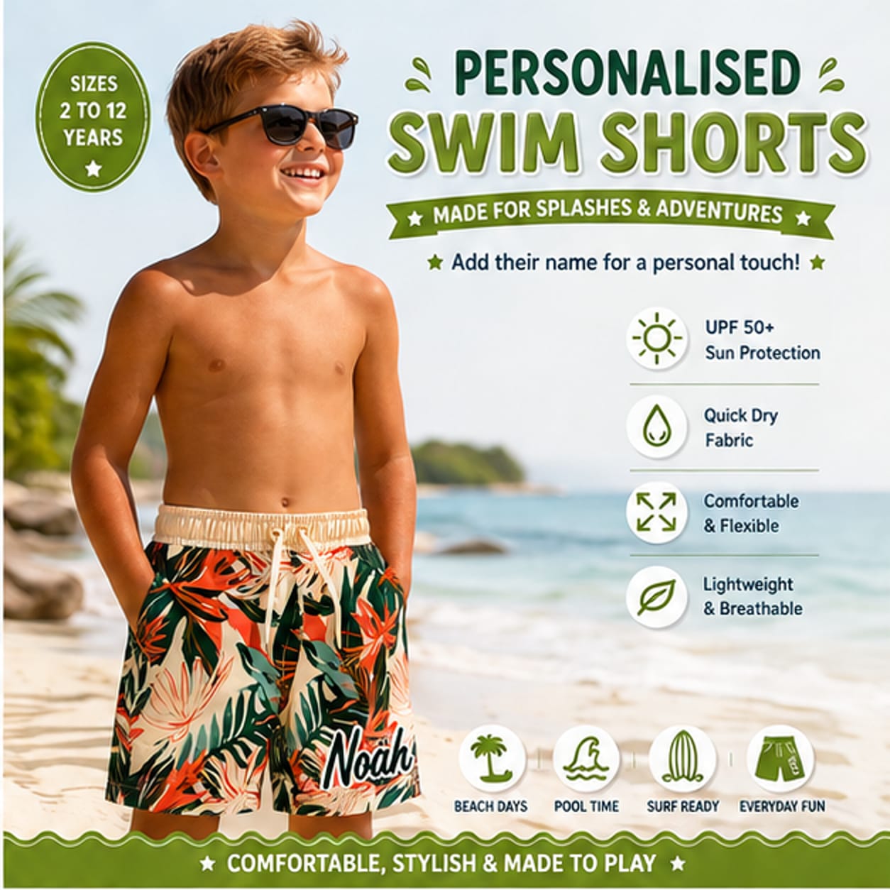 Personalised Boys’ Swim Shorts