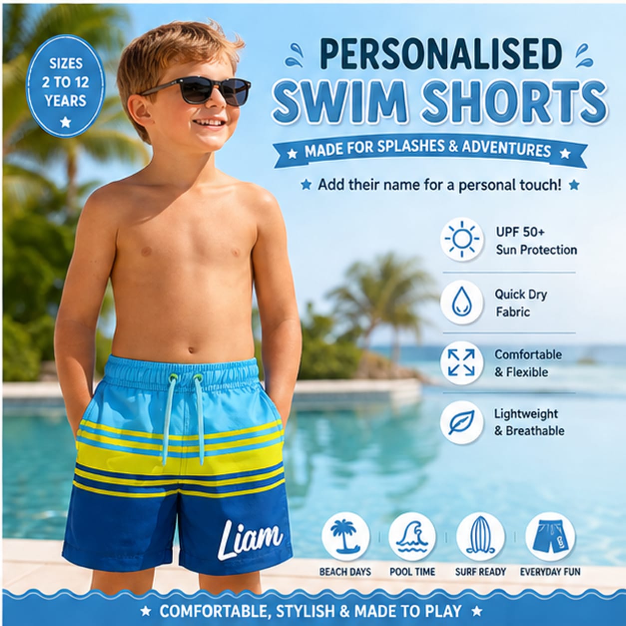 Personalised Boys’ Swim Shorts