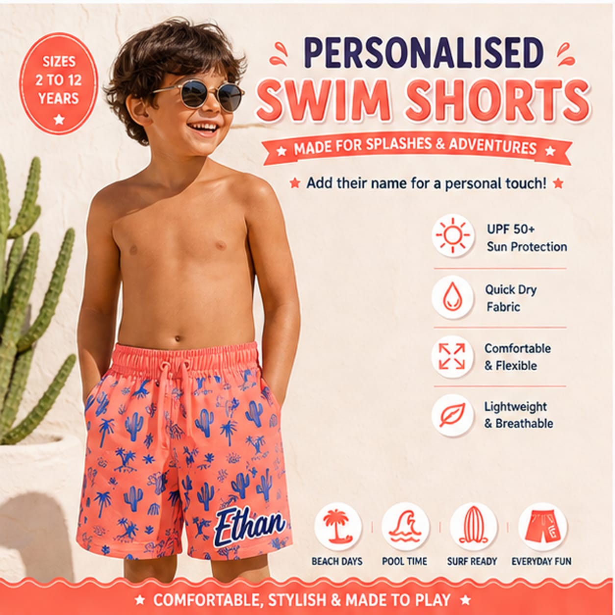 Personalised Boys’ Swim Shorts