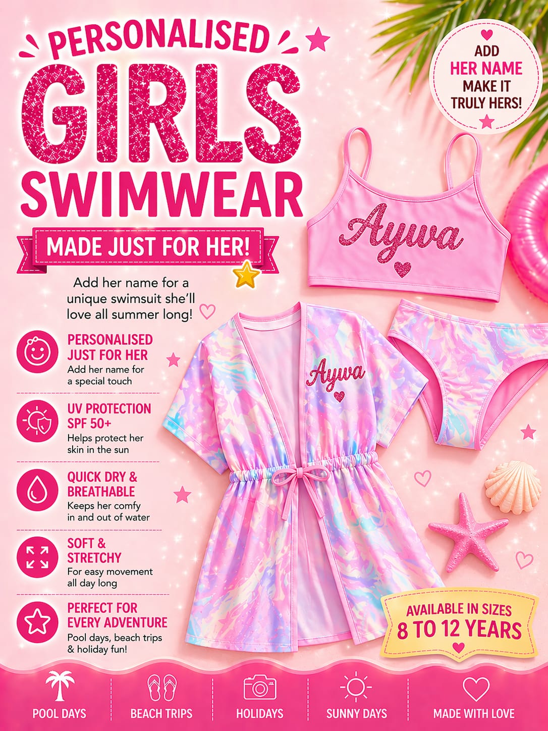 Personalised Magical Unicorn Swim Set