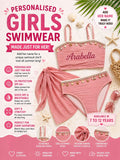 Personalised Dusty Pink Shell Trim Bikini Set with Sarong