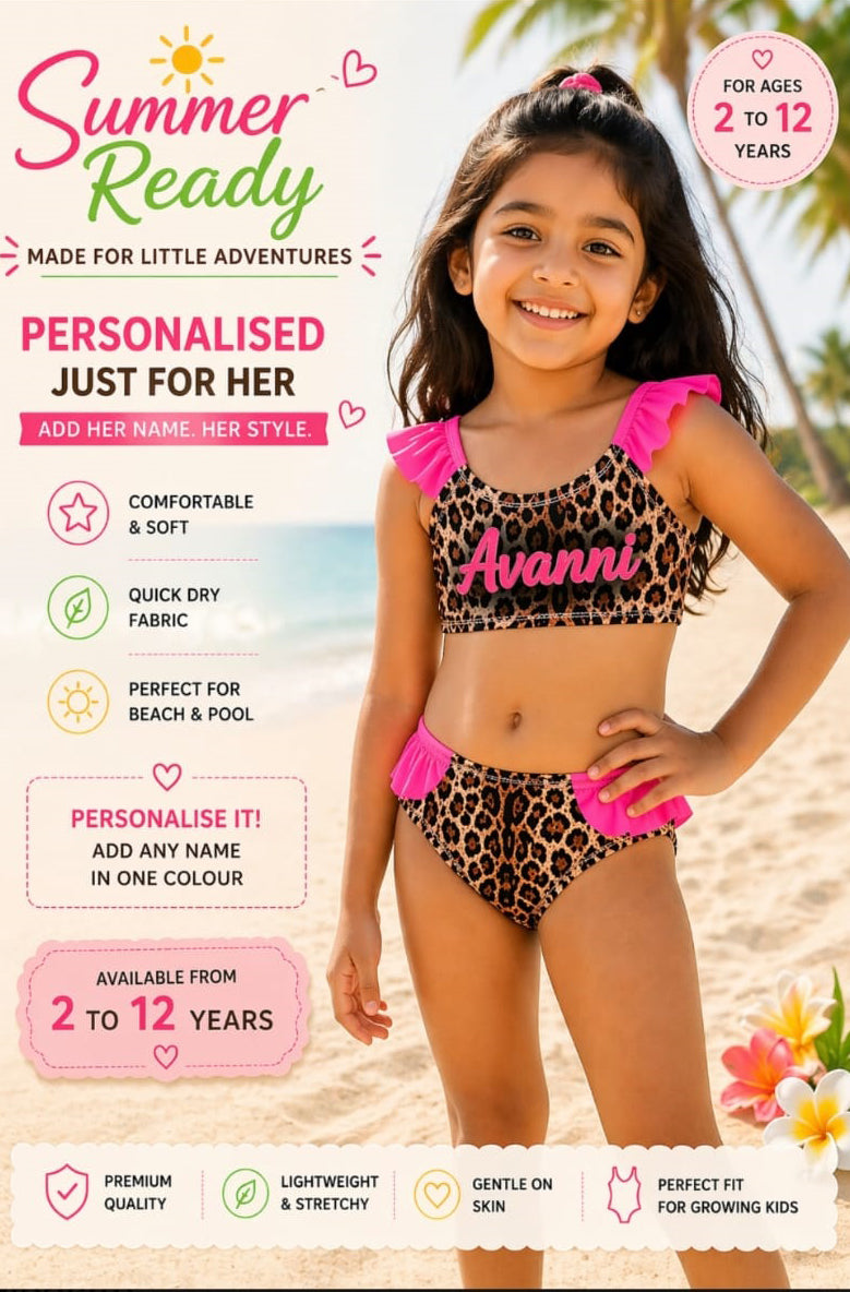 Personalised Leopard Print Bikini Set