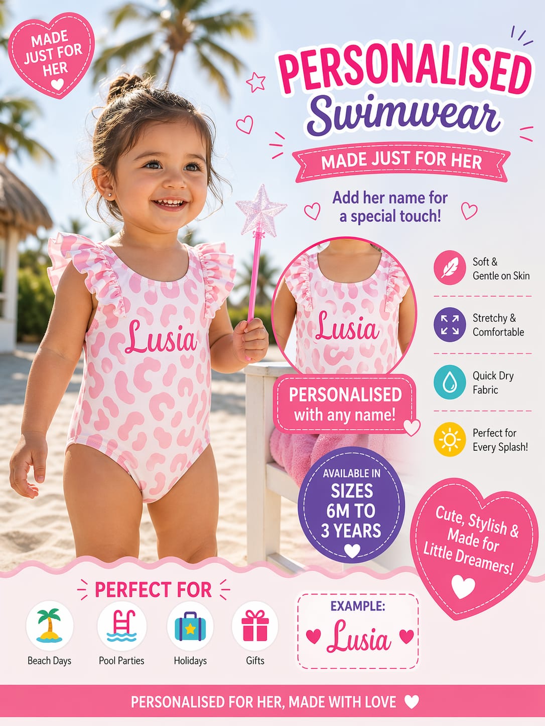 Little Girl Deserves Swimwear (Pink)