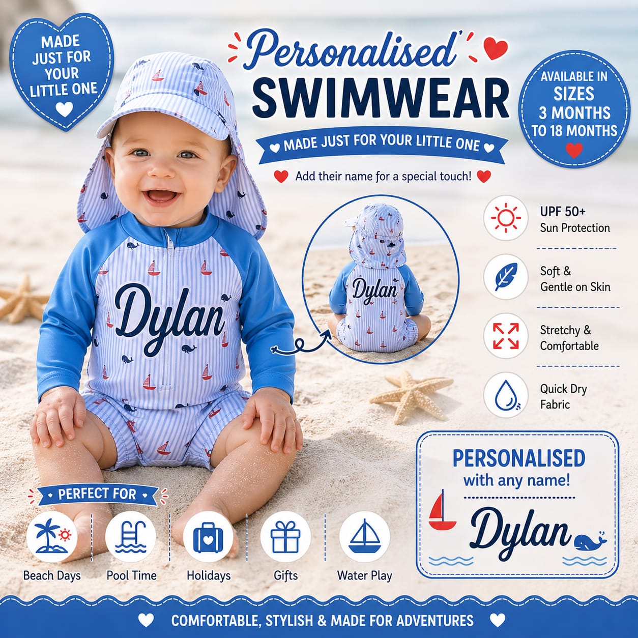 Personalised Baby Swimwear