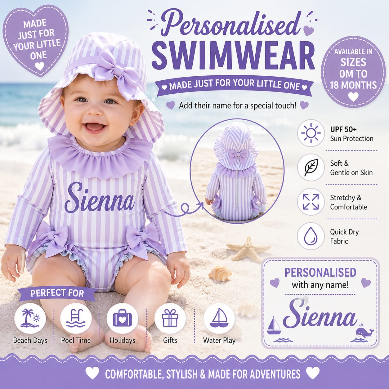 Personalised Baby Swimsuit