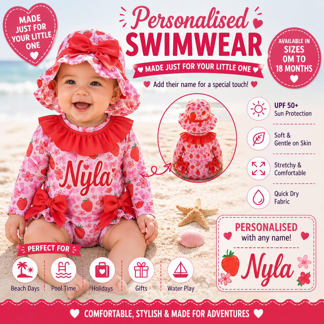 Personalised Strawberry Swimsuit