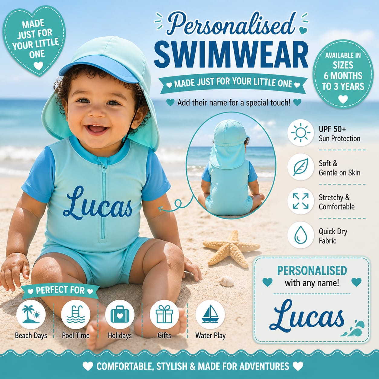Personalised Baby Swimwear