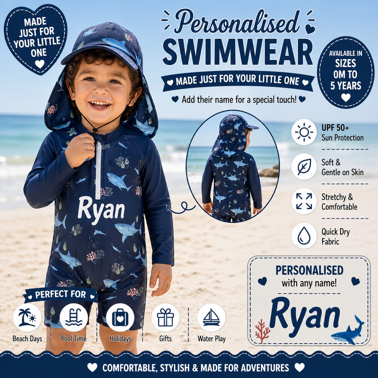 Personalised Boys Swimwear