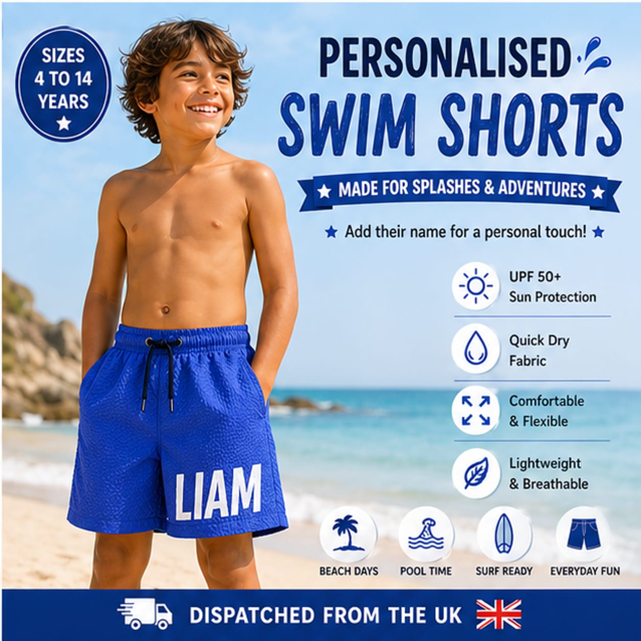 Personalised Boys’ Swim Shorts