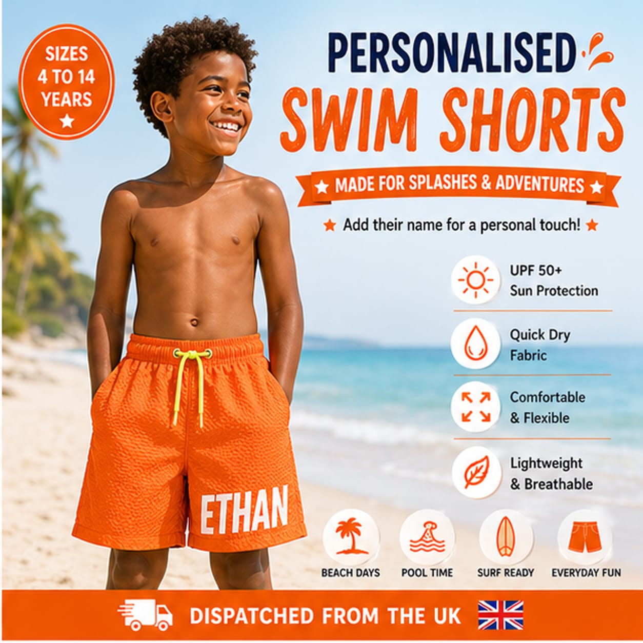 Personalised Boys’ Swim Shorts