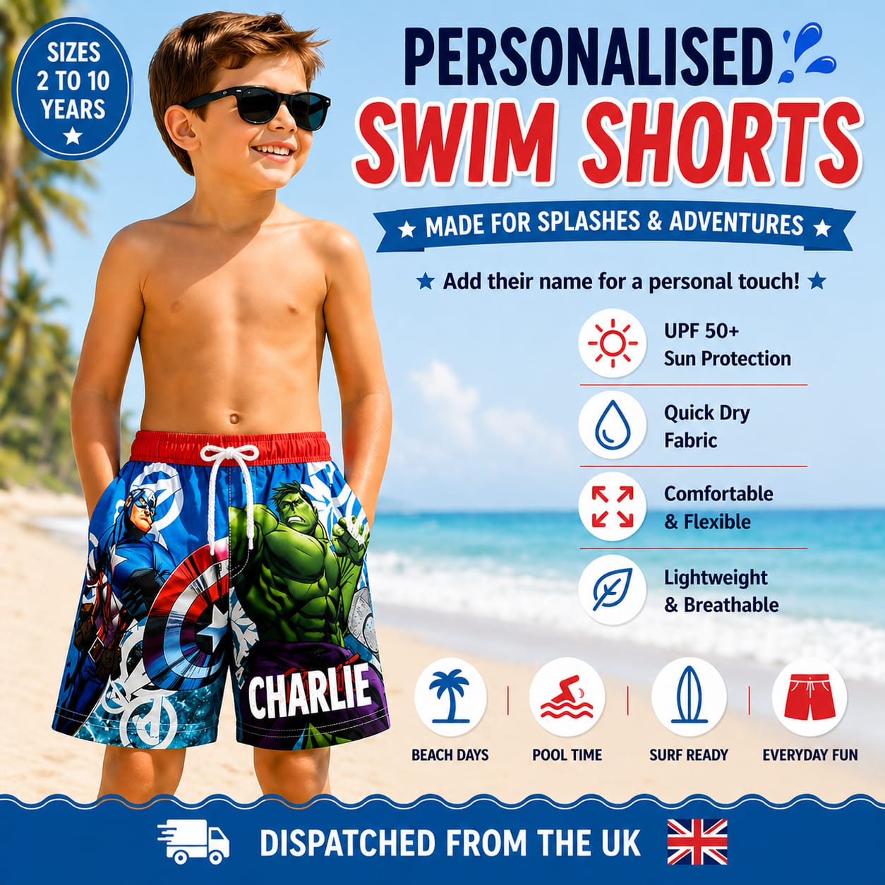 Personalised Boys’ Swim Shorts