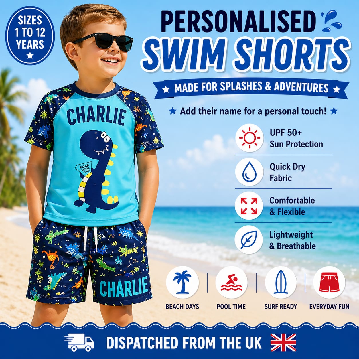 Personalised Boys’ Swim Shorts
