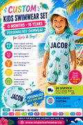 Personalised Boys’ turtle-print swimwear set