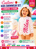 Personalised Heart Print Baby Swim Set